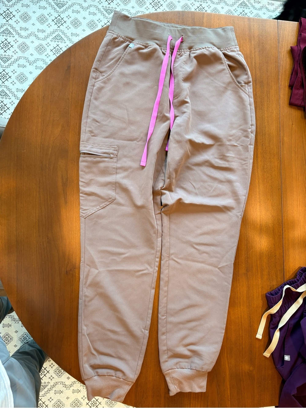 FIGS Technical Collection Joggers in Mauve with Pink Accent